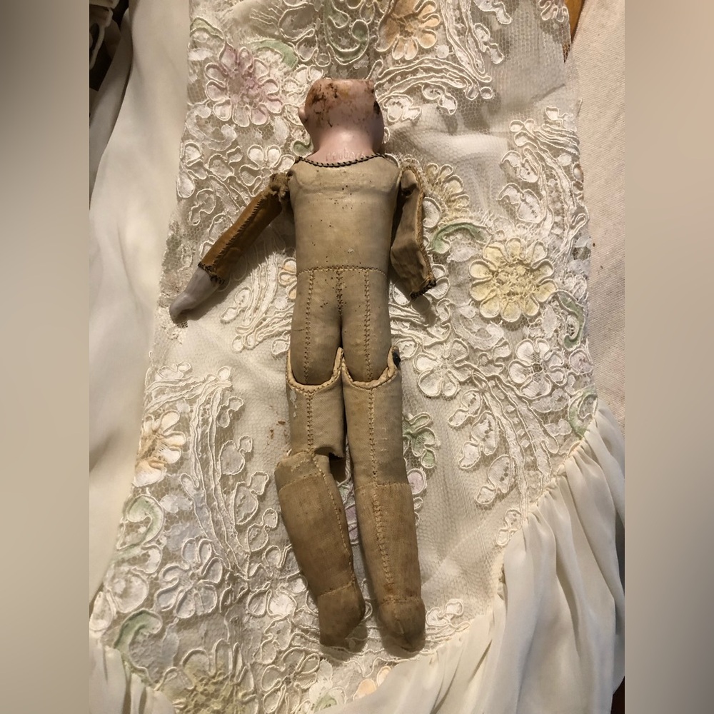 ANTIQUE 1800’s HUEBACH DOLL 12” LEATHER BISQUE AS IS
